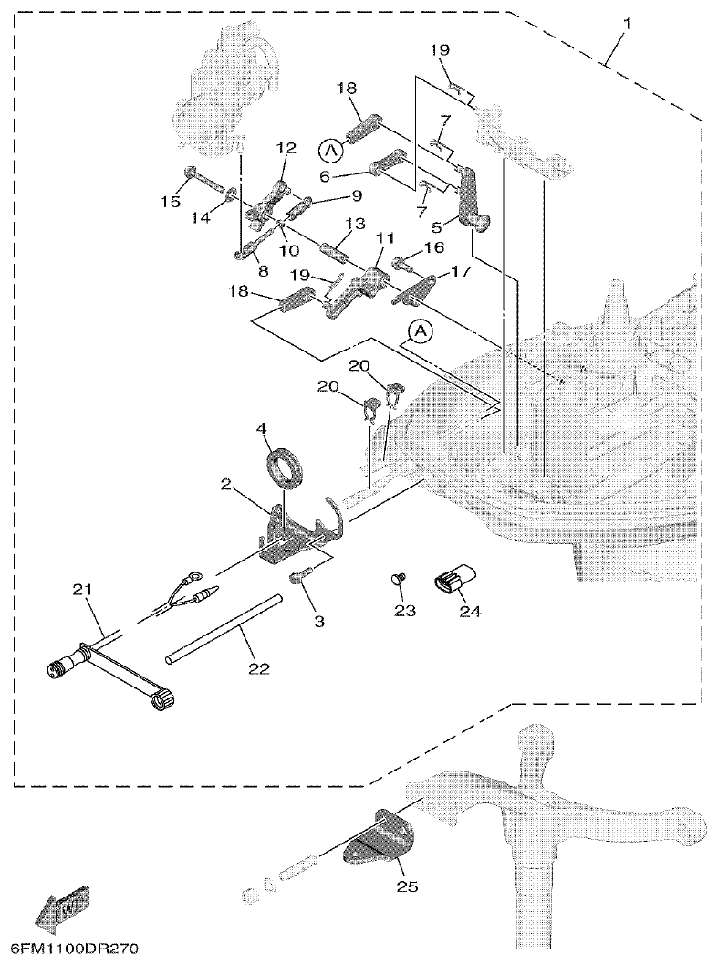 Yamaha F25G REMO CON ATTACHMENT parts diagram